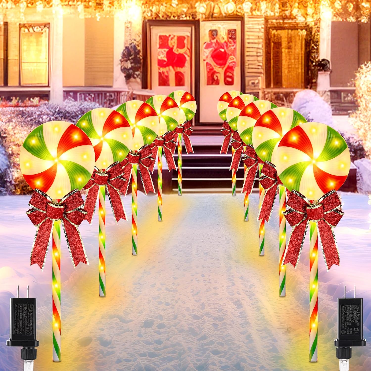 Lighting Christmas Decor - Christmas Pathway Marker Lights, 10 Pack