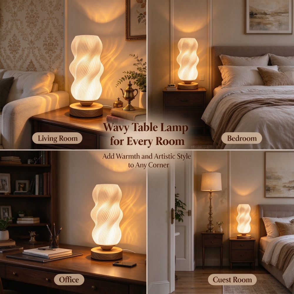 3D Printed Wave Texture Night  - Lighting Decor Bedroom ulasan dan harga