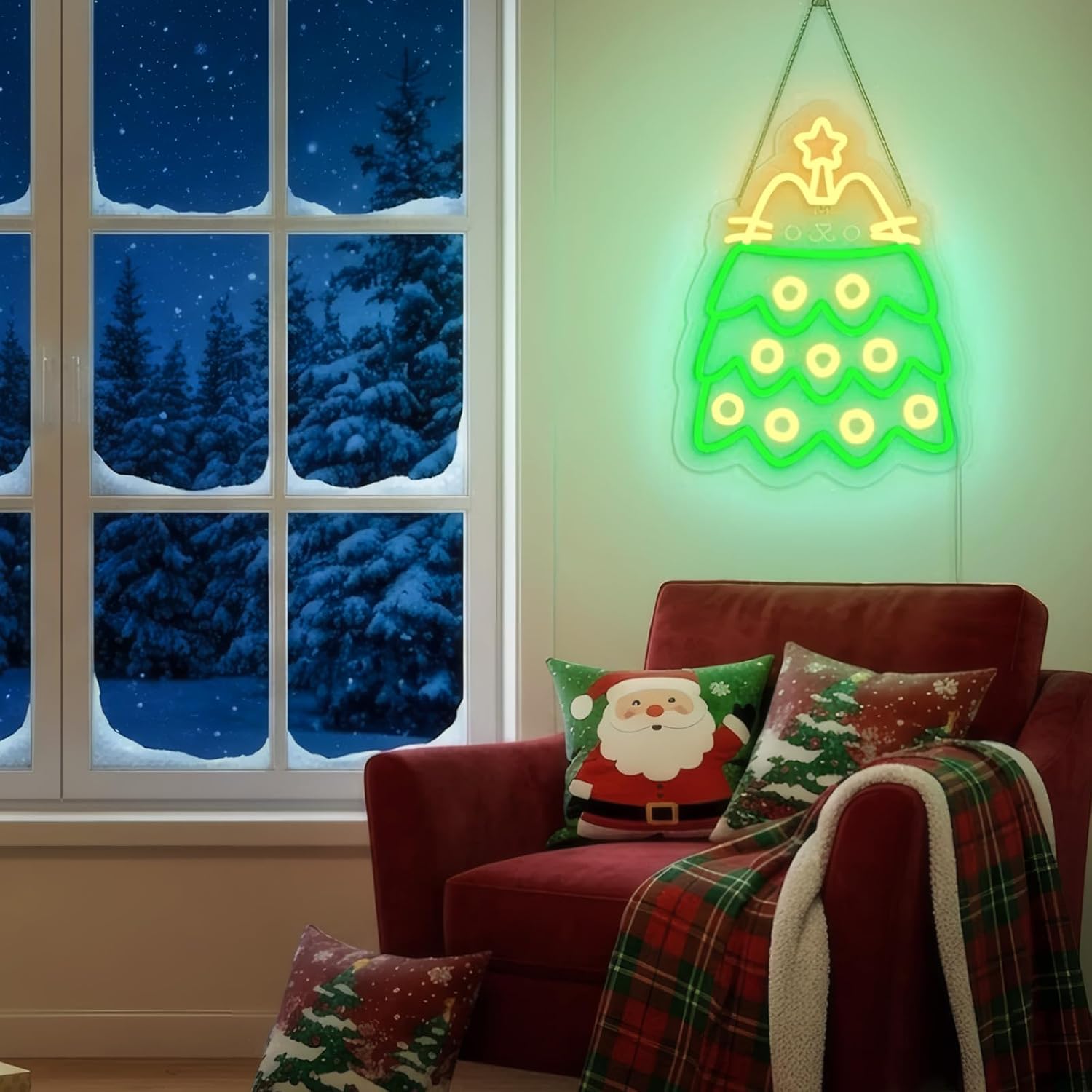 Christmas Tree LED Neon Sign U - Lighting Christmas Decor ulasan dan harga